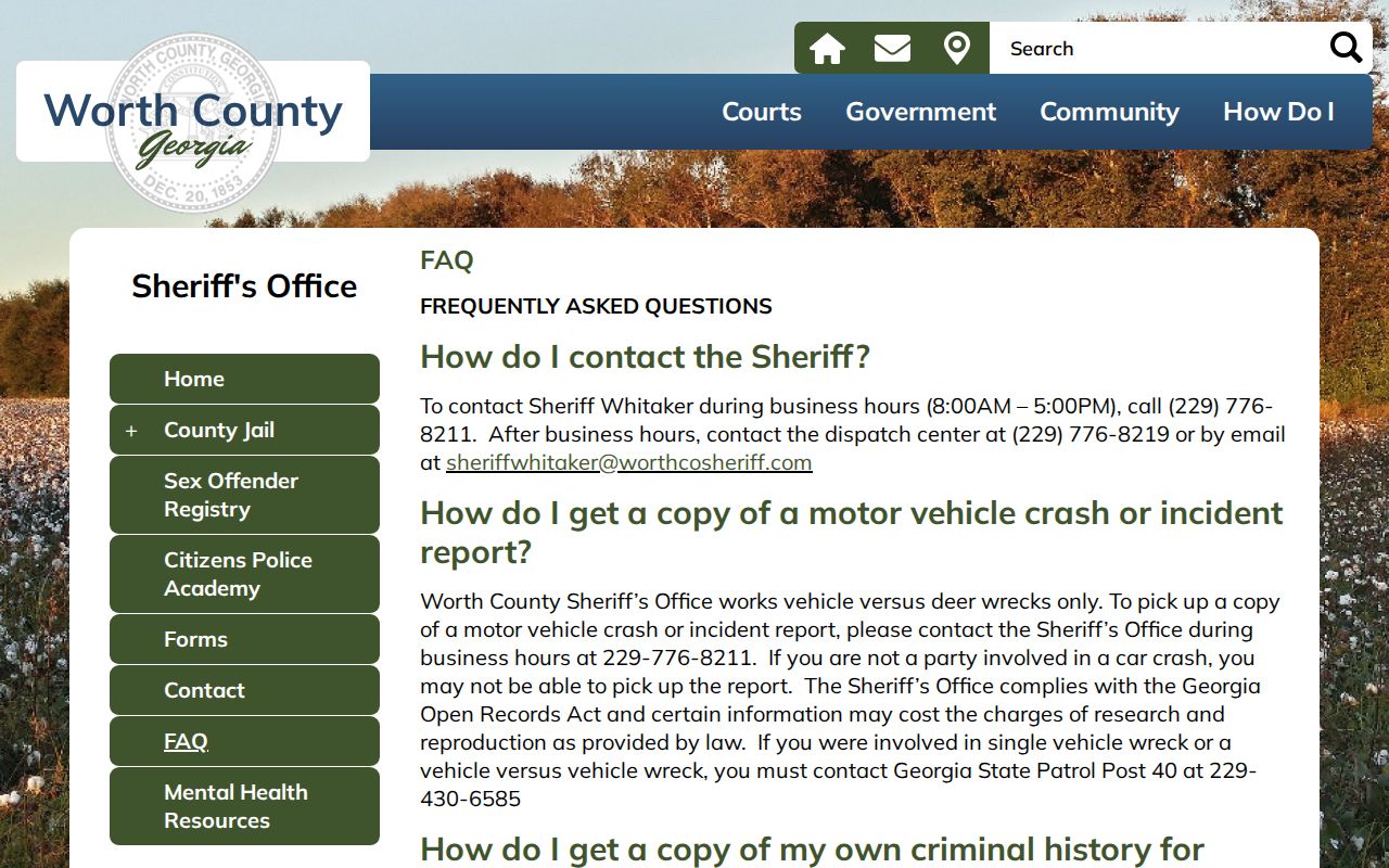 Worth County active warrant dispatch and bond guidance