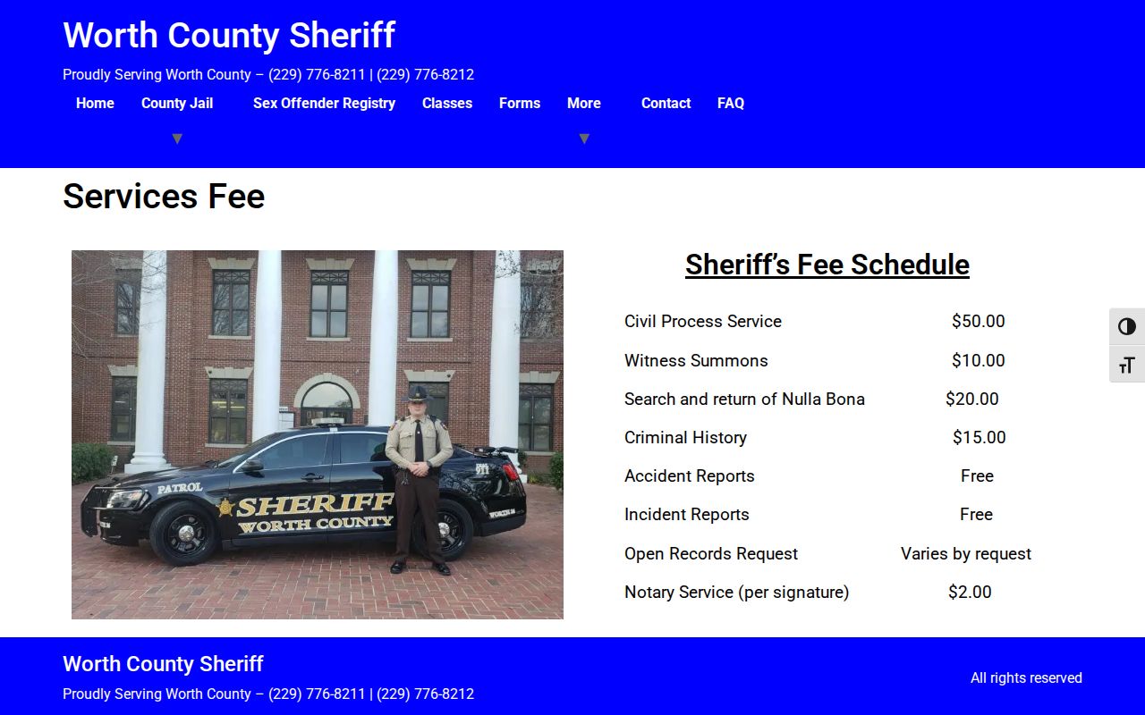 Worth County warrant search public fee information