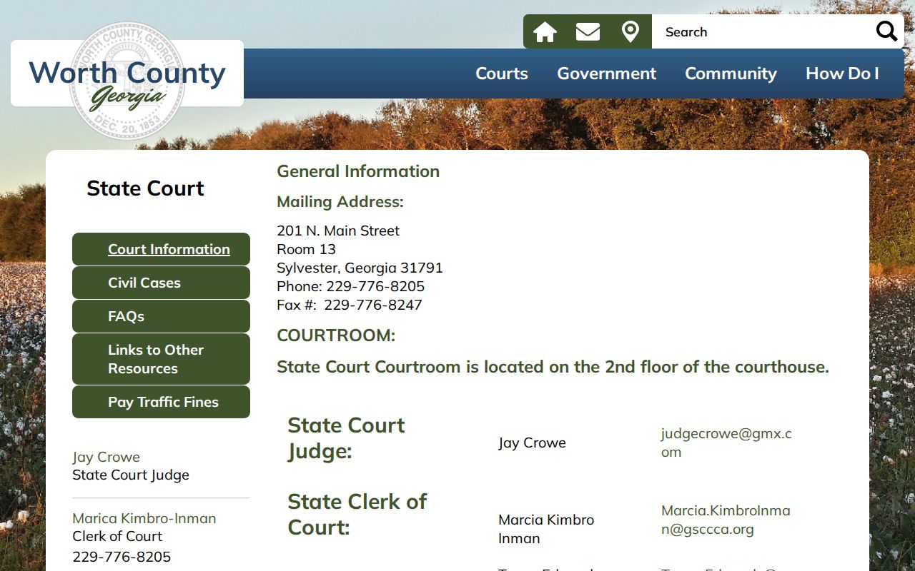 Worth State Court Room 13 contact information