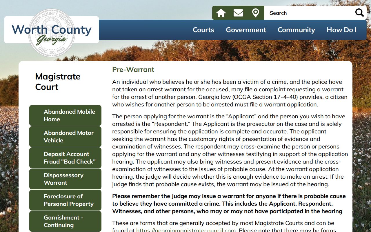Worth Magistrate Court probable-cause hearing procedure