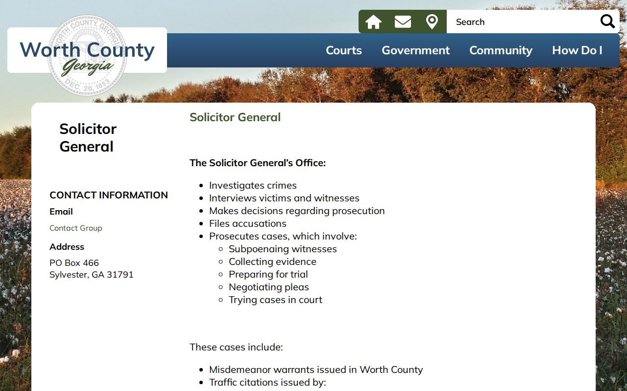 Worth County arrest warrant misdemeanor and citation routing