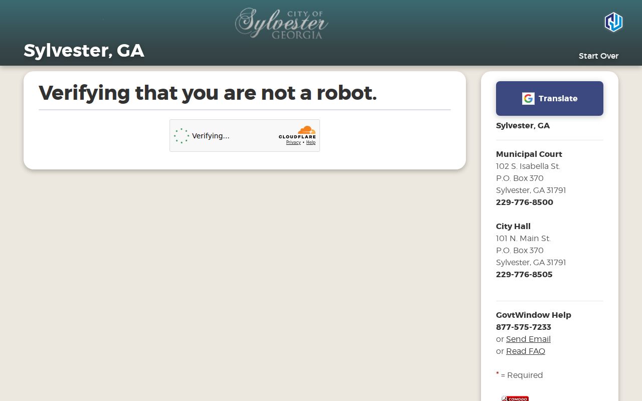 Sylvester warrant ticket CAPTCHA in Worth County