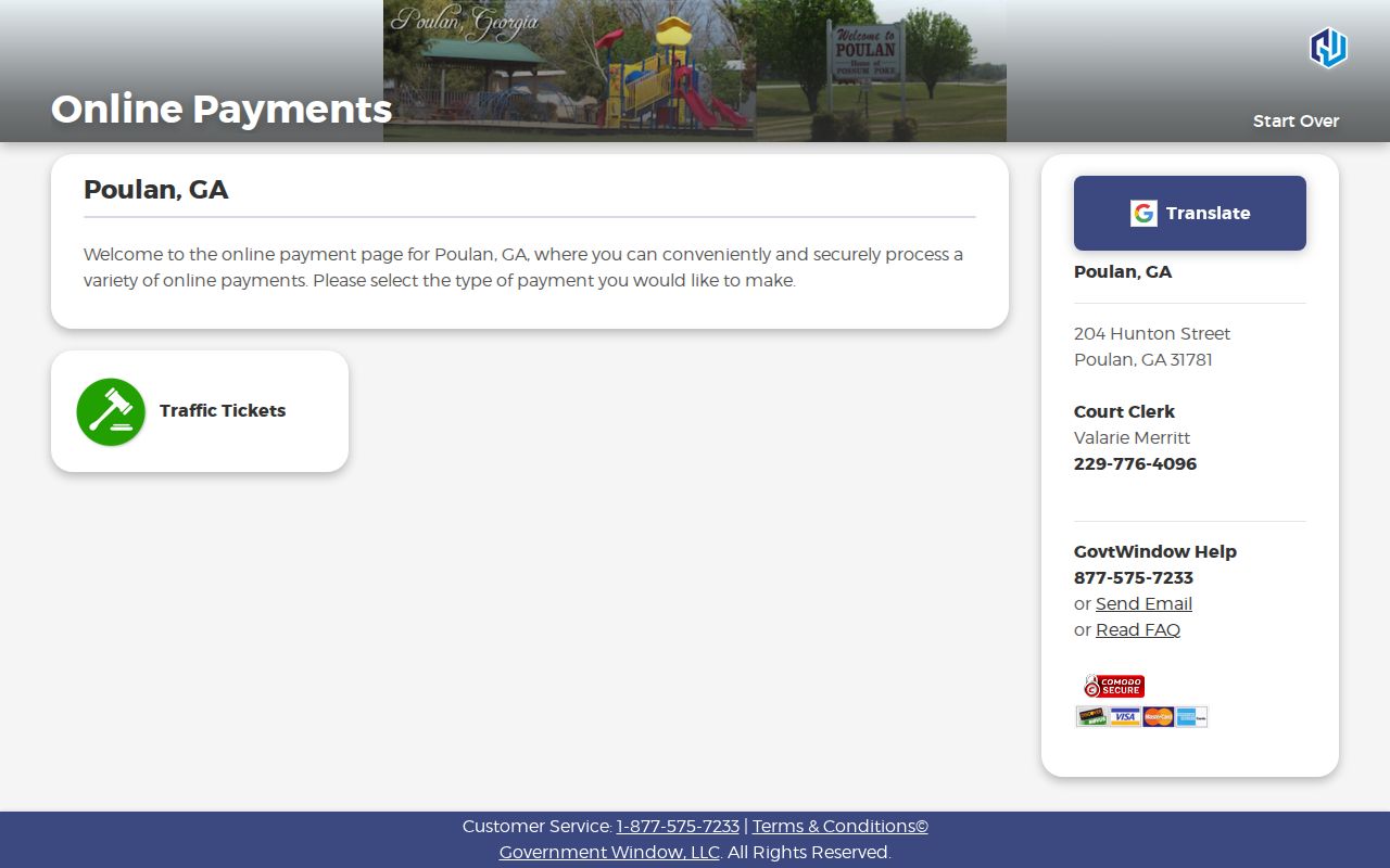 Poulan warrant record traffic payment interface